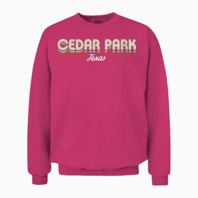Retro Cedar Park Texas Unisex Sweatshirt - Heliconia