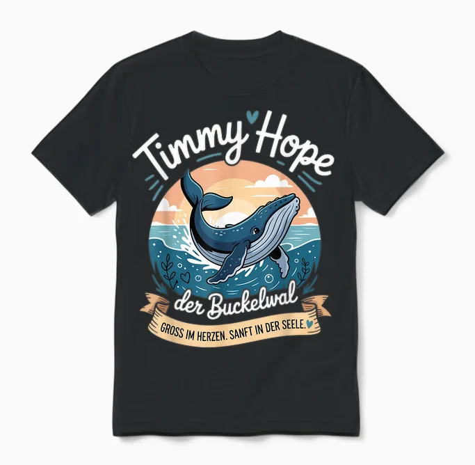 Timmy Hope Buckelwal Wal Meer Ozean Natur Design Unisex T-Shirt in Black