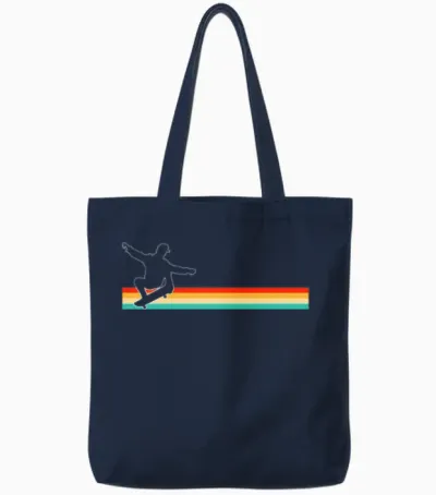 Skating Retro Tote Bags - Navy
