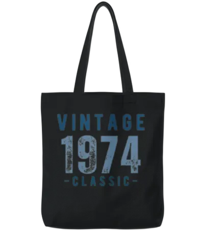 Vintage, 1974, Classic and Elegant Tote Bags - Black