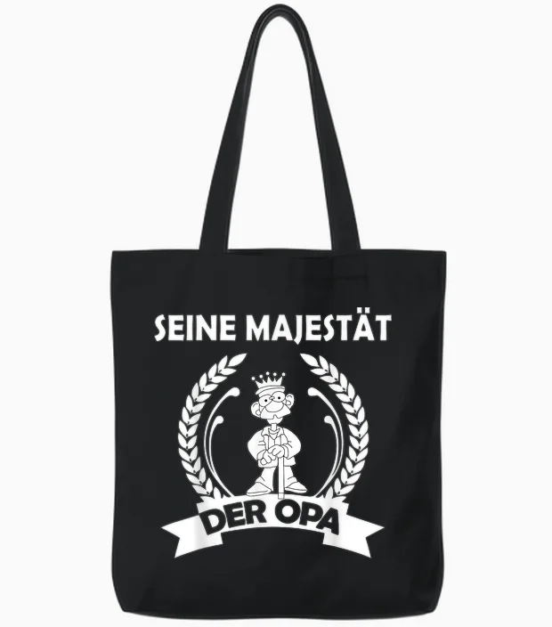 Men's His Majesty the Grandpa Tote Bags in Black