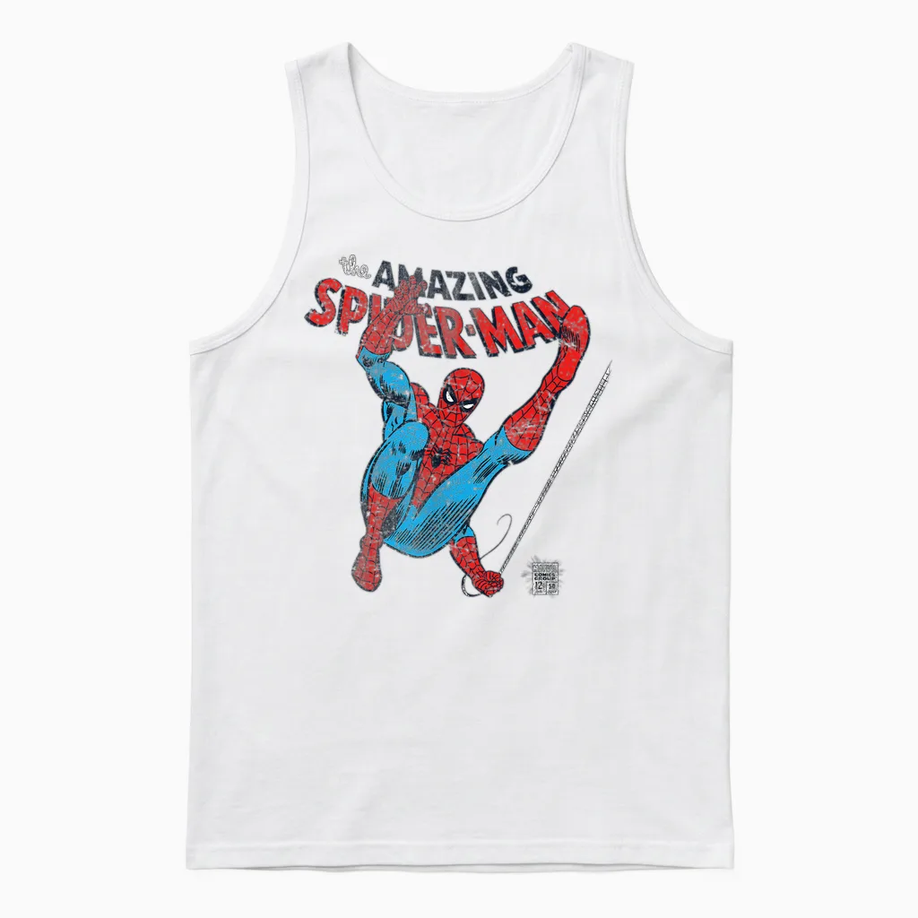Marvel Spider-Man Retro Web Slinger T-Shirt, White Unisex Tank Top in White
