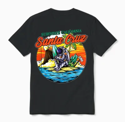Santa Cruz Ca California Surfer I Santa Cruz California T-Shirt, Black Unisex T-Shirt - Black
