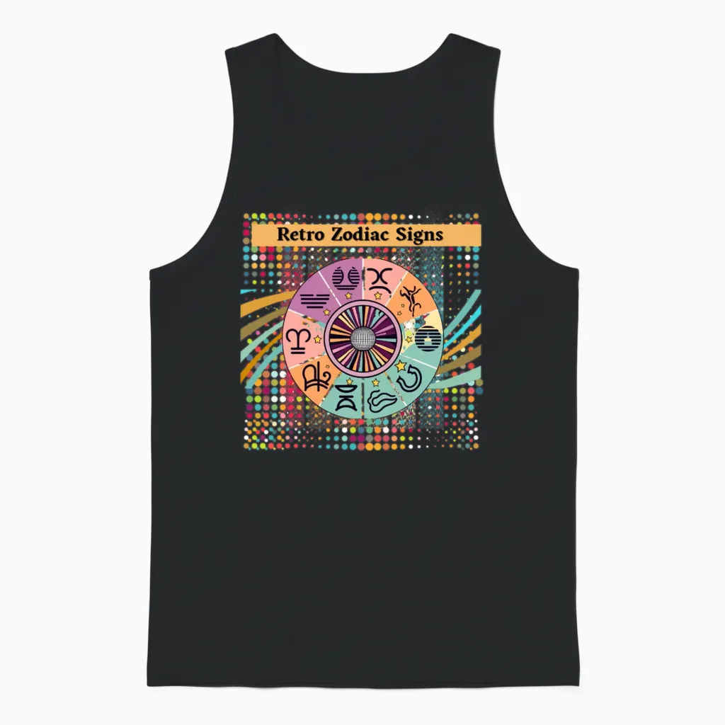 Retro Zodiac Signs Unisex Tank Top in Black