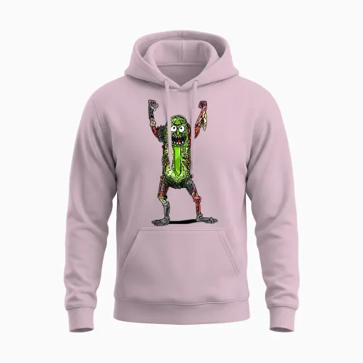Mademark X Rick and Morty - Rick and Morty - Pickle Rick Pop on Black Unisex Hoodie in Light Pink