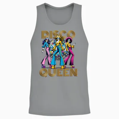 Disco Queen Retro Vintage Dancing 70s 80s 90s Disco T-Shirt, Black, Female X-Small Unisex Tank Top - Sport Grey