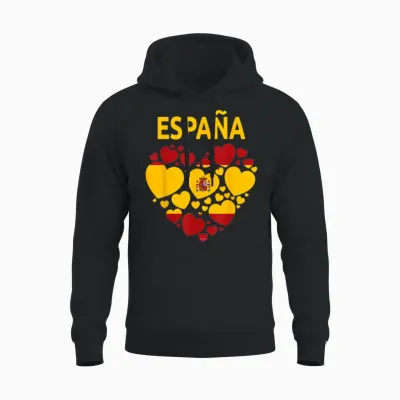 Spanische Flagge Herz Idee Für Damen & Kinder Spanien Flagge Outfit Unisex Hoodie - Black