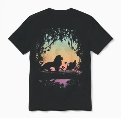 Disney the Lion King, Group Photo, Jungle Silhouette T-Shirt, Black, S Unisex T-Shirt - Black