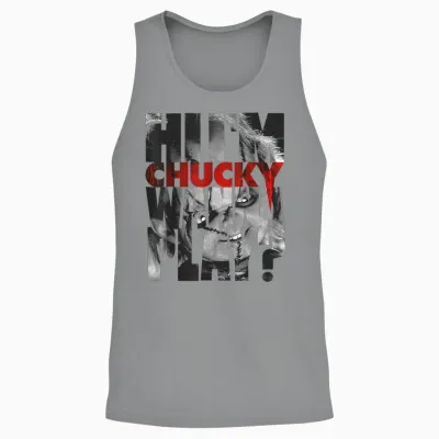 Child's Play Hi I'm Chucky Wanna Play Text Fill T-Shirt Small Unisex Tank Top - Sport Grey