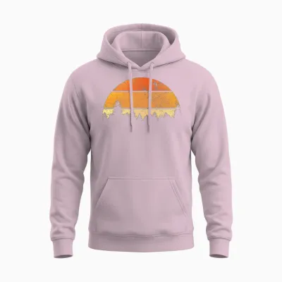 Retro Sunset Forest Unisex Hoodie - Light Pink