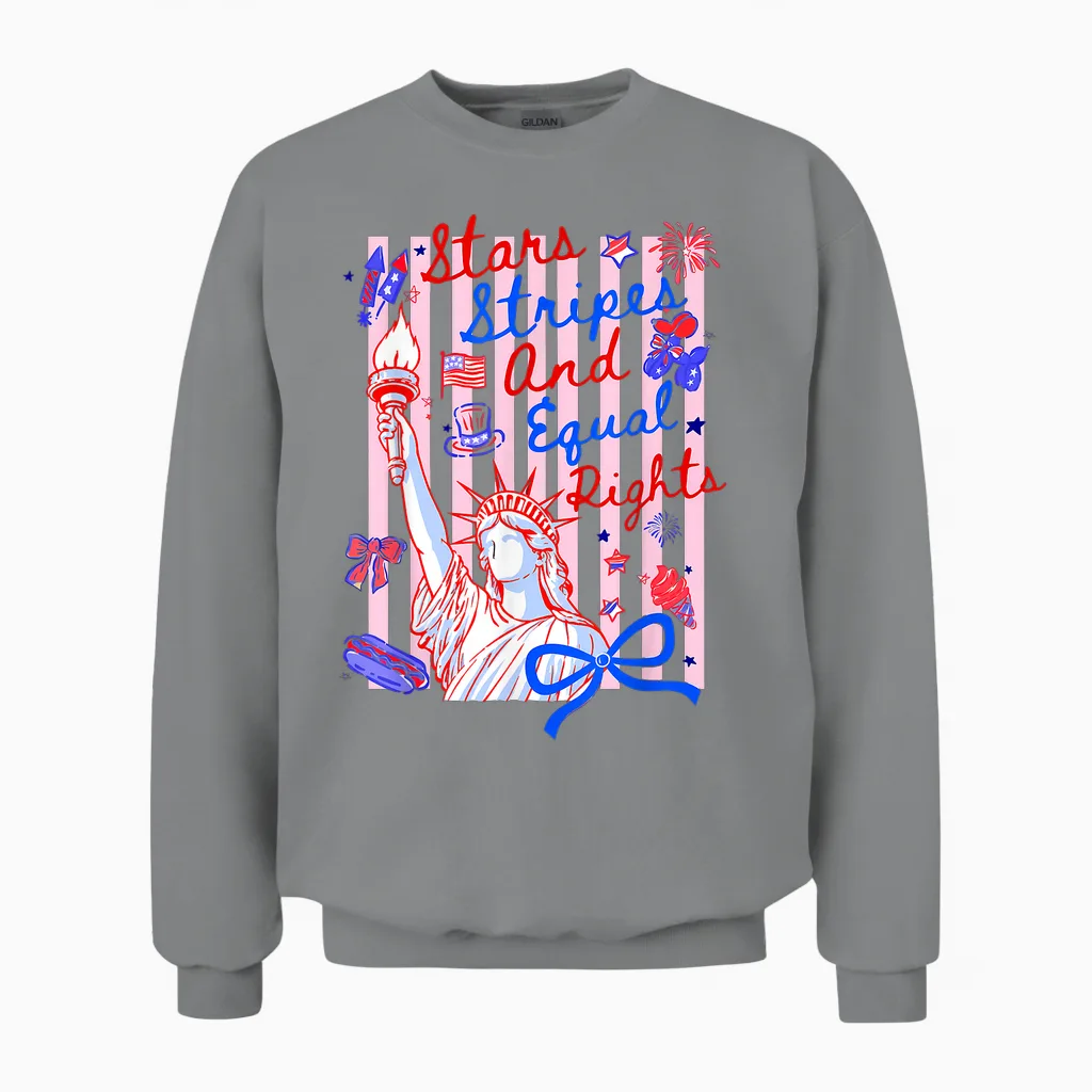 Stars Stripes and Equal Rights 4th of July Liberty Women Unisex Sweatshirt in Sport Grey