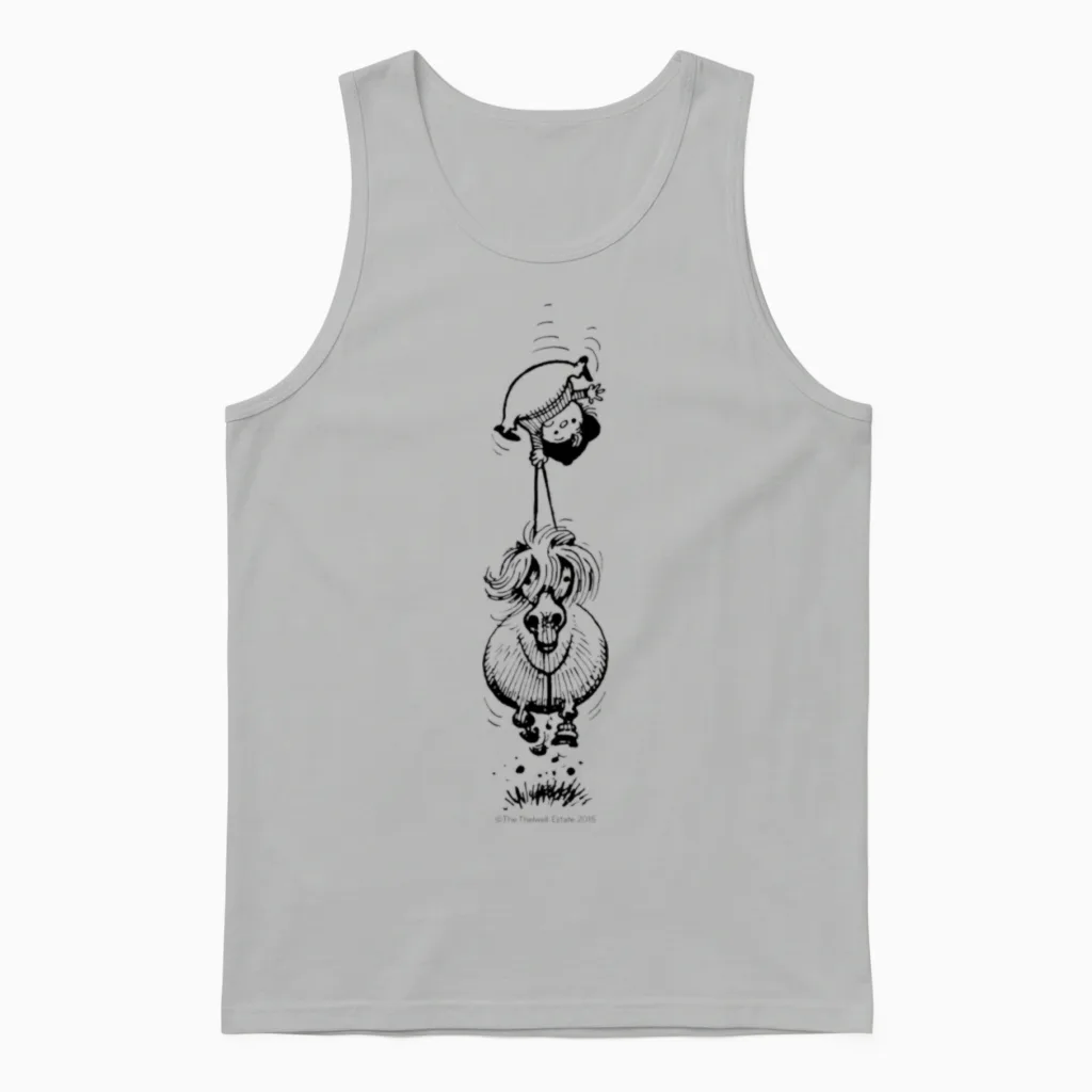 Ponyupsidedown Thelwell Cartoon Unisex Tank Top in Ash