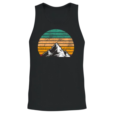 Retro Sunset Mountain for Adventurers Unisex Tank Top - Black