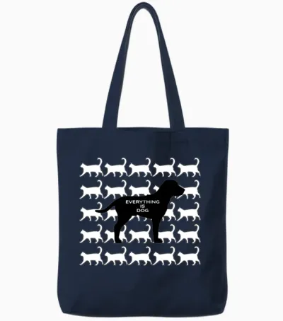 Everything Is Dog Cats and Dog Tote Bags - Navy
