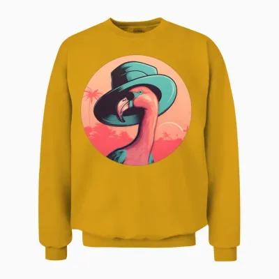 Flamingo Lovers Retro Style Unisex Sweatshirt - Gold
