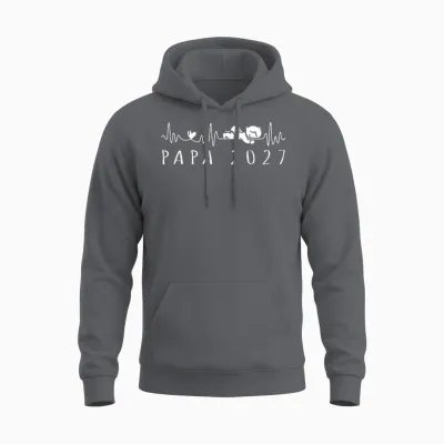 Futur Papa 2027 Battement De Cœur Annonce Grossesse Unisex Hoodie - Charcoal