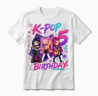 Kids It's My 5th K Pop Birthday Girl 5 Year Old K-Pop Bday Unisex T-Shirt - White