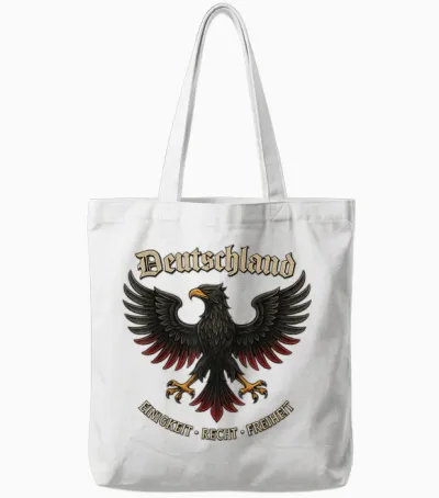 T-Shirt with German Eagle Retro Unity Right Freedom Tote Bags - White