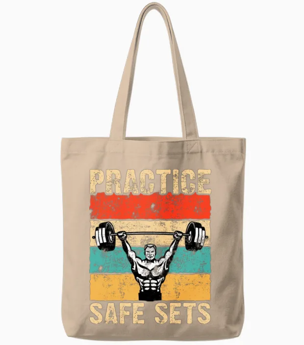 Practice Safe Sets Retro Tote Bags - Natural