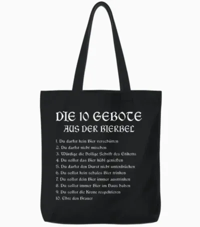 Die 10 Gebote Aus Der Bierbel Bier Biertrinker Tote Bags - Black