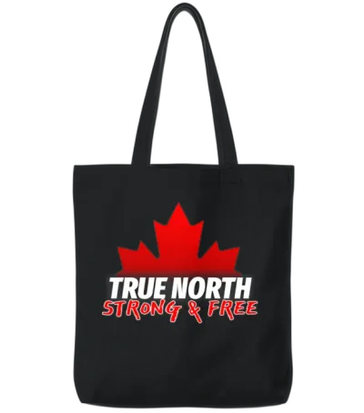 True North Strong & Free Tote Bags - Black