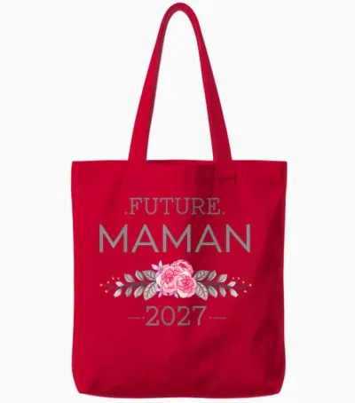 Femme Enceinte Future Maman 2027 Annonce Grossesse Original Tote Bags - Red