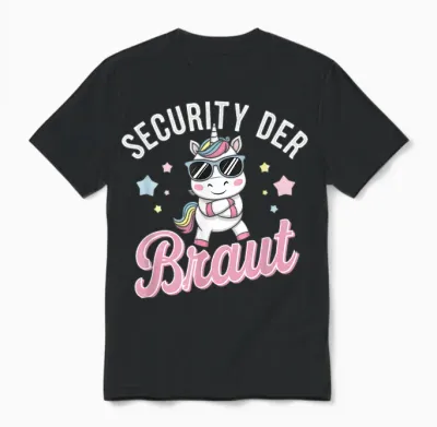 Security Der Braut Lustiges Jga Einhorn Unisex T-Shirt - Black
