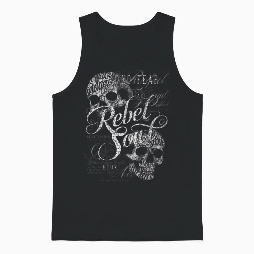 Backprint Streetwear Mode Vintage Damen Herren Schädel Skull Unisex Tank Top in Black