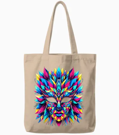 Retro Carnival Mask Brazil Rio T-Shirt, Black, S Tote Bags - Natural