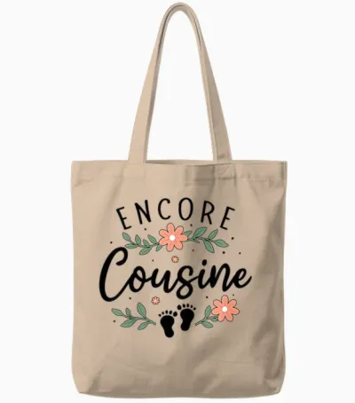 Encore Cousine in 2026 - Announcement Pregnancy Second Child Tote Bags - Natural