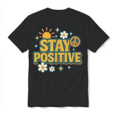 Stay Positive Retro Unisex T-Shirt - Black