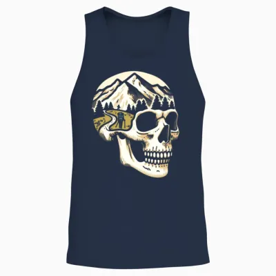 Hiking Hike Skull Unisex Tank Top - Navy