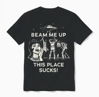 Stranger Things Season 5 Beam Me Up This Place Sucks! Unisex T-Shirt - Black