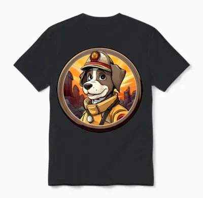 Dogs Firefighter / Fireman Dog Unisex T-Shirt - Black