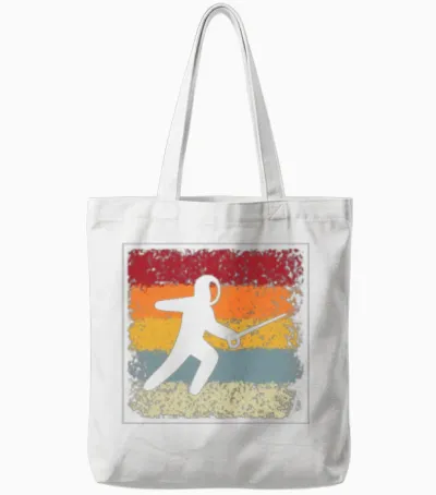 Fencing Retro Tote Bags - White