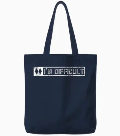 I'm Difficult Funny Double Diamonds Snowboard Skiing Pun Tote Bags - Navy
