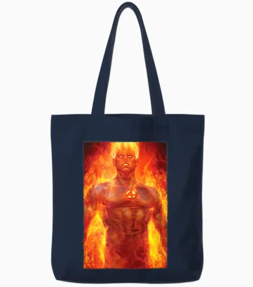 Marvel Fantastic Four Johnny Storm Human Torch Tote Bags - Navy