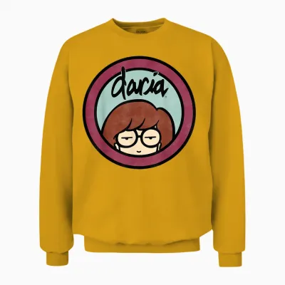 Daria Classic Mint Burgundy Logo Graphic Unisex Sweatshirt - Gold