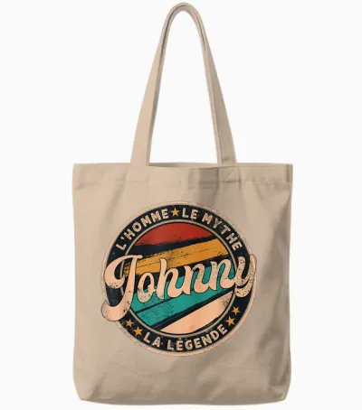 Johnny L'homme Le Myth La Légende Idée Cadeau Prénom Johnny T-Shirt, Black, S Tote Bags - Natural