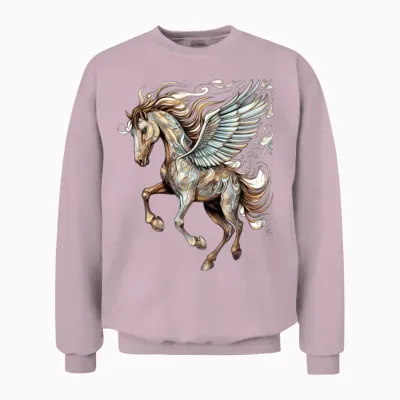 Pegasus Winged Horse Horses Mythology Fantasy Art Unisex Sweatshirt - Light Pink