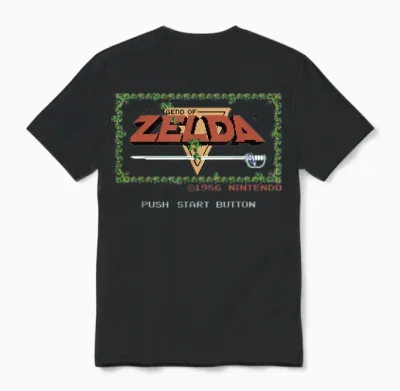 Nintendo Legend of Zelda Classic Nes Title Screen Unisex T-Shirt - Black