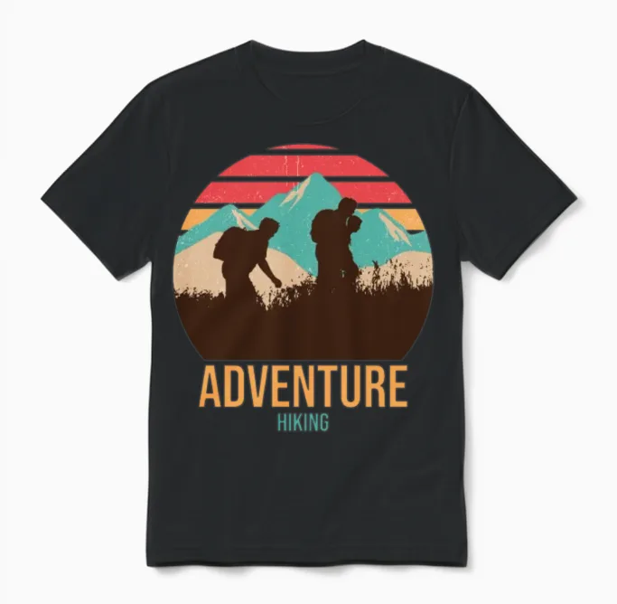 Adventure Hiking & Outdoors Gift Unisex T-Shirt in Black