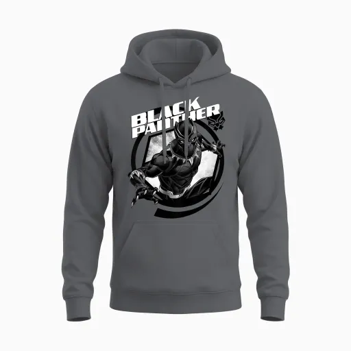 Kids Avengers Black Panther Hexagon T-Shirt, Black, 2 Unisex Hoodie - Charcoal