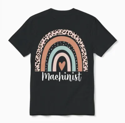 Machinist Rainbow Leopard Funny Machinist Unisex T-Shirt - Black