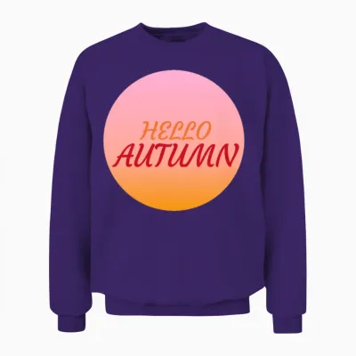 Hello Autumn Colorful Design Unisex Sweatshirt - Purple