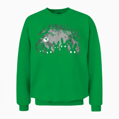 Creepy Cute Bunny Rabbits Alt Goth Grunge Horror Aesthetic T-Shirt, Small, Black Unisex Sweatshirt - Irish Green