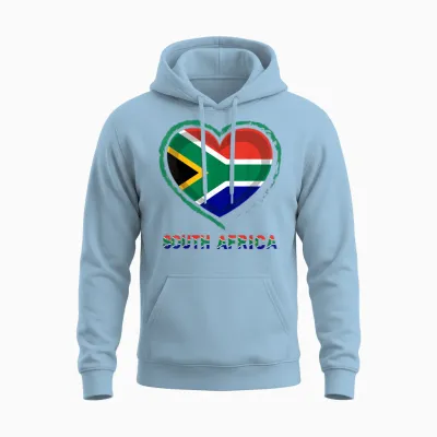 Drapeau Afrique Du Sud Cœur Rustique Pride Art Graphic Unisex Hoodie - Light Blue