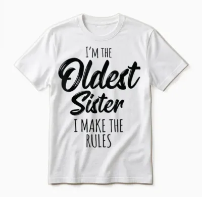Oldest Sister I Make the Rules Funny Matching Sibling Unisex T-Shirt - White