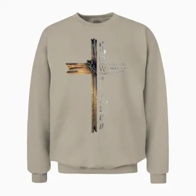 Son of God Jesus Christ Cross Christian 9 John 3 16 Unisex Sweatshirt - Sand