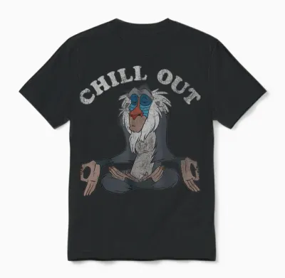 Disney Lion King Rafiki Chill Out Meditation Graphic Unisex T-Shirt - Black